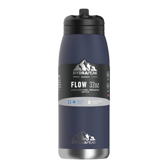 Hydrapeak Flow 32oz Water Bottle with Straw Lid, thermos, NAVY - Picture 1 of 9
